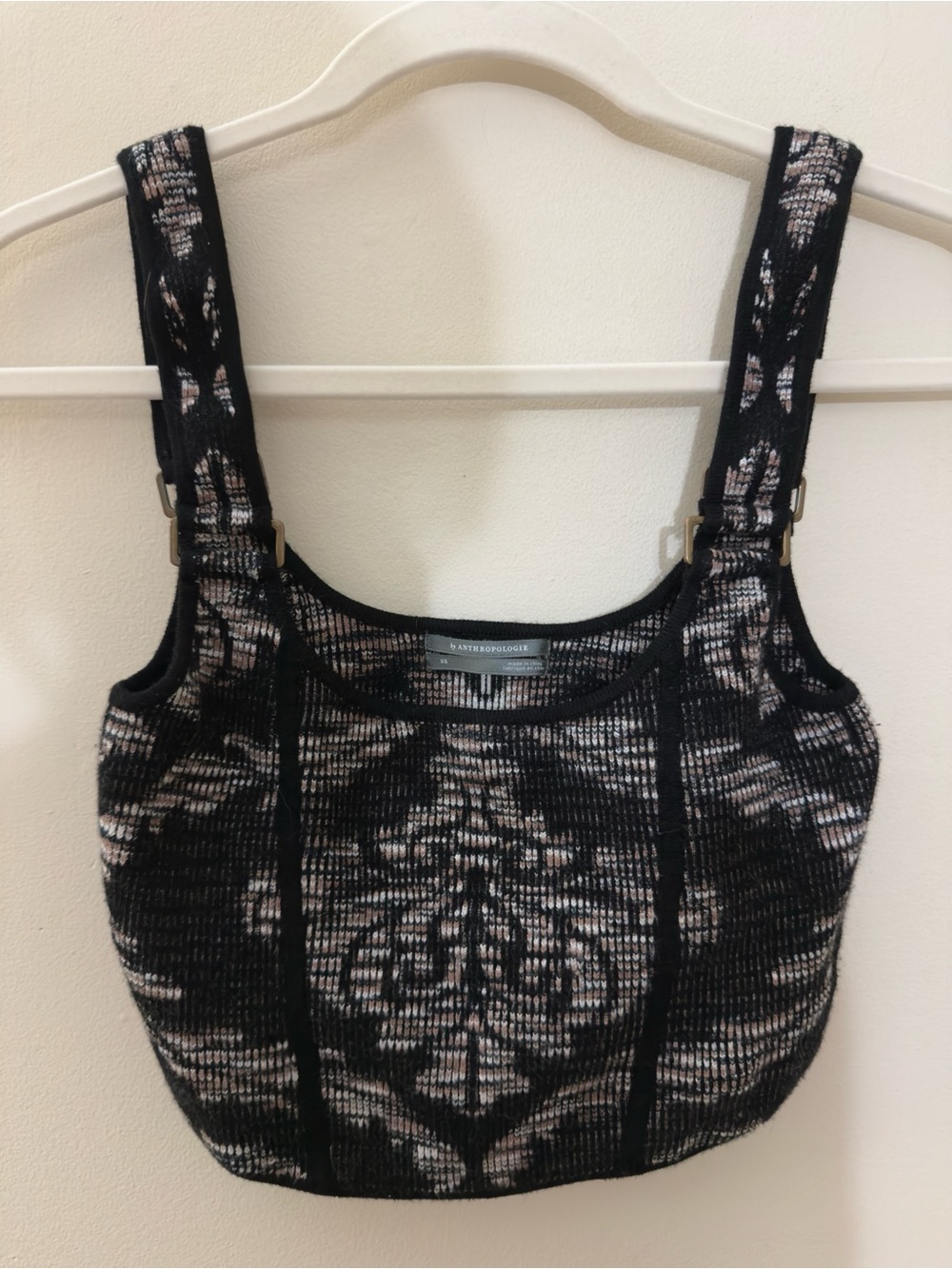 Anthropologie Valeria Sweater Corset Crop Jacquard Knit Tank Top | Size XS